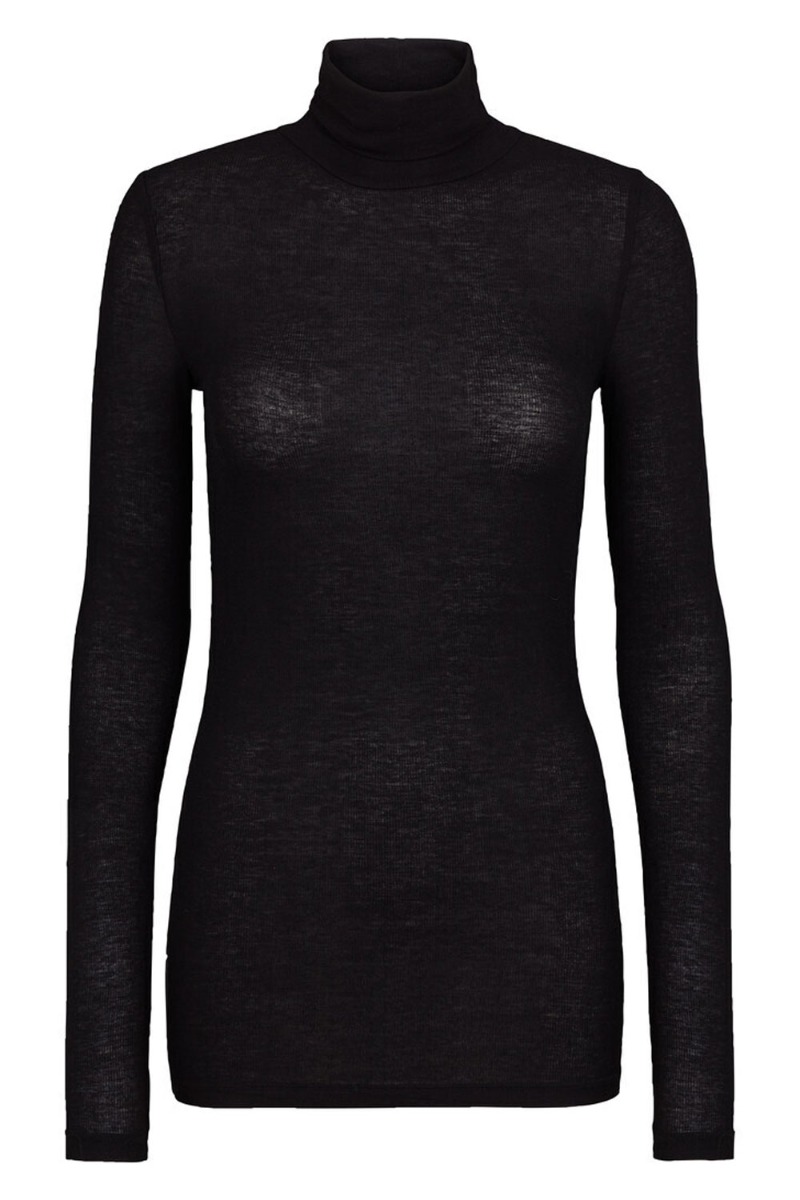 Bruuns Bazaar Bluse - Angelabb Rullekrave - Sort Tilbud