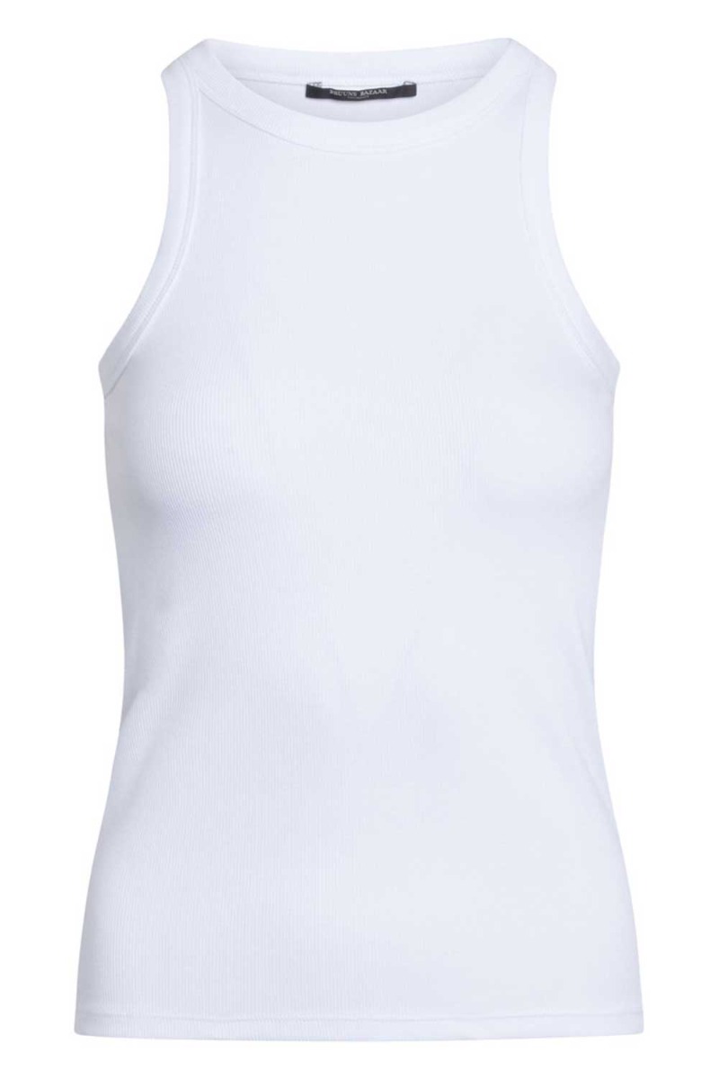 Bruuns Bazaar - Hvid Rib Tank Top til Året Rundt