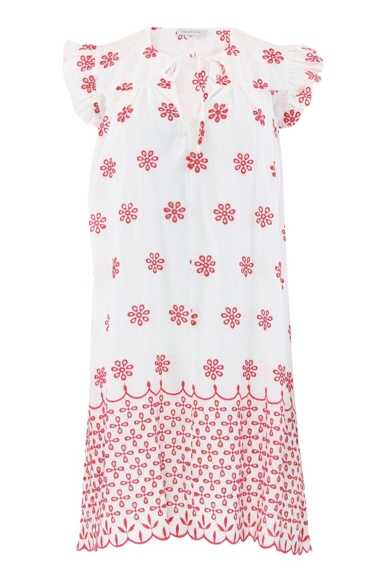 Lilly Kjole med Rød Broderi - Udsalg hos Lykke by Lykke