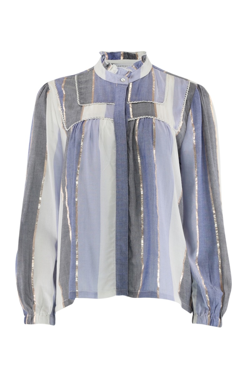 Continue - Bluse - Isabella - Blå med Guld Detaljer