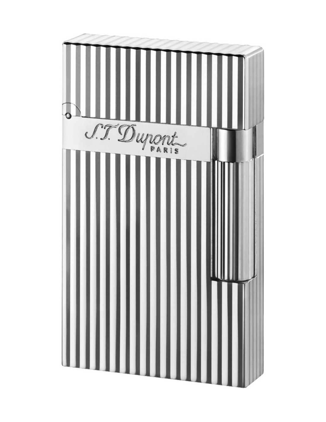 S.T. Dupont Lighter Ligne 2 Sølv med Striber - Tilbud!