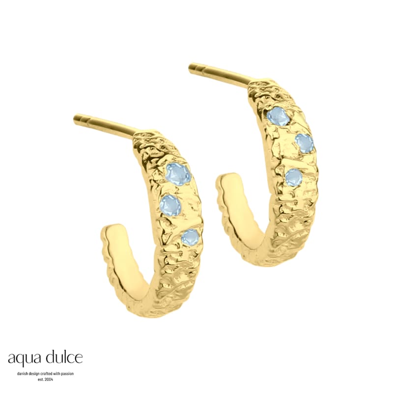 Mess Hoop Blå - Små Creoler med Zirkonia