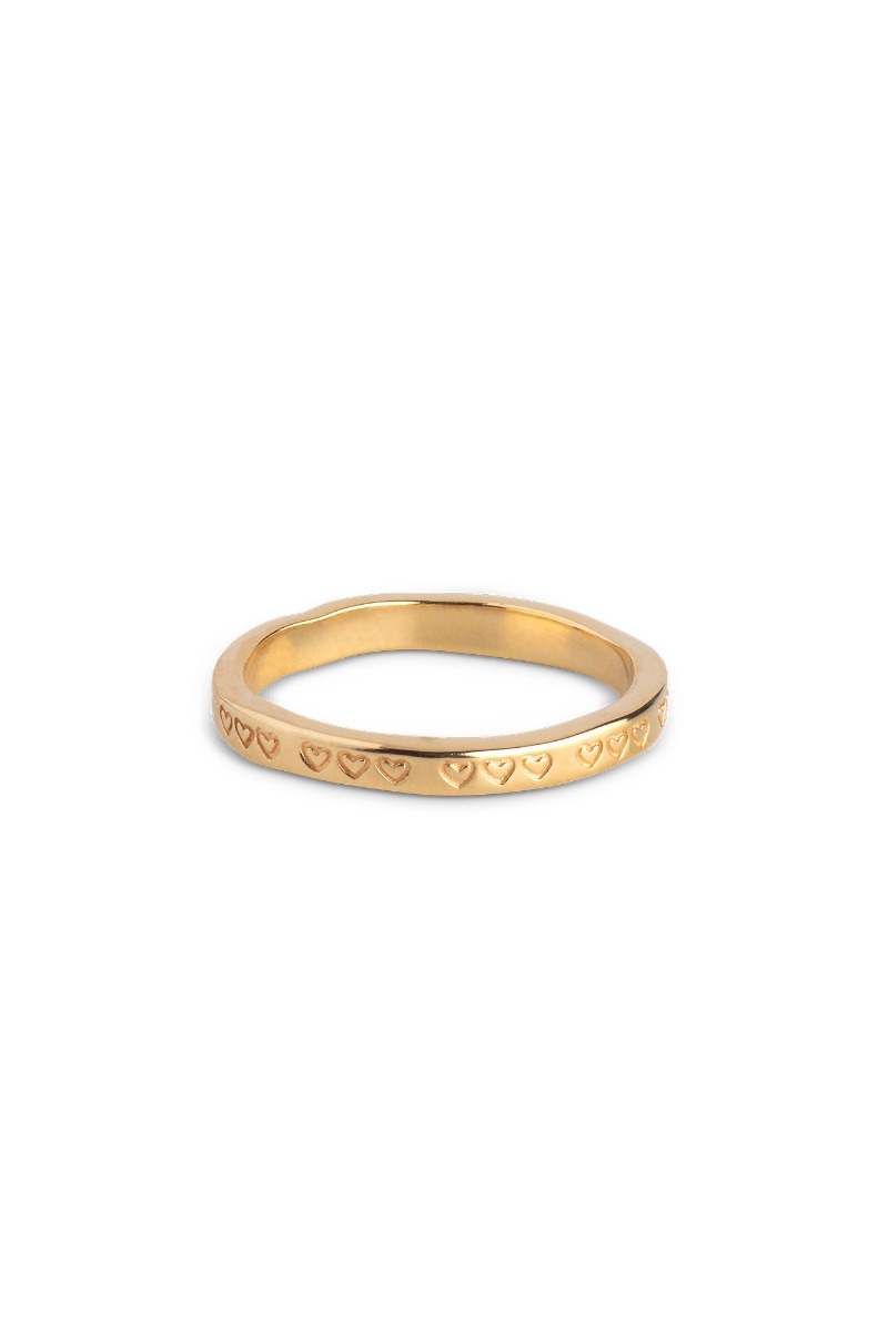 Enamel Hjerte Ring i Guld - Elegant Smykke til Hverdag