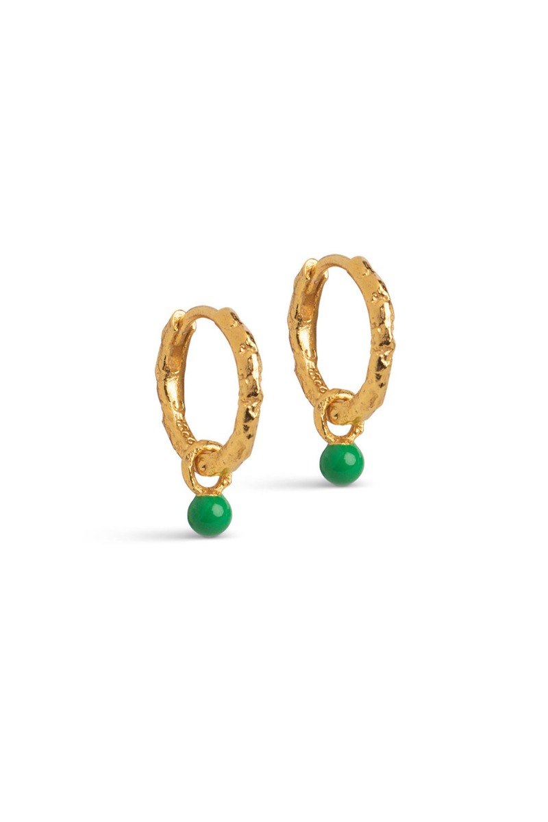 Enamel Hoops Belle øreringe - Grøn perle - Valentines Day tilbud