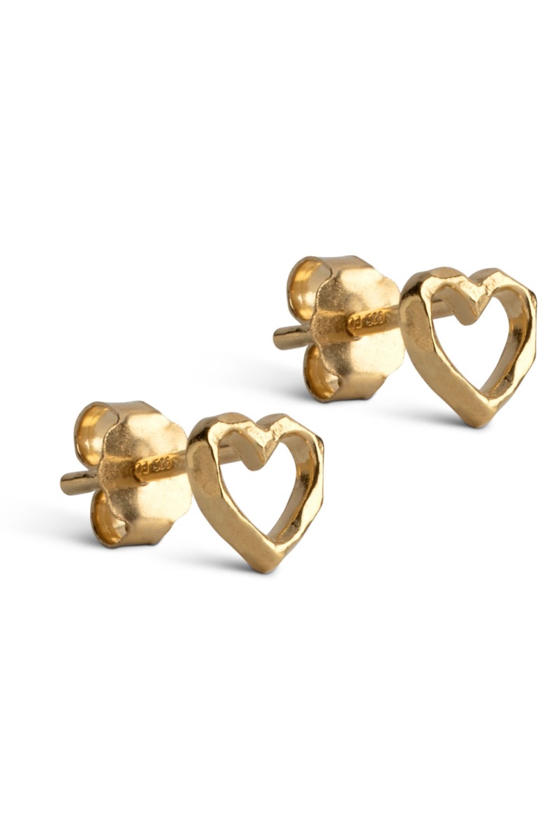 Enamel Øreringe - Organic Heart i Guld - Valentinsdag Tilbud