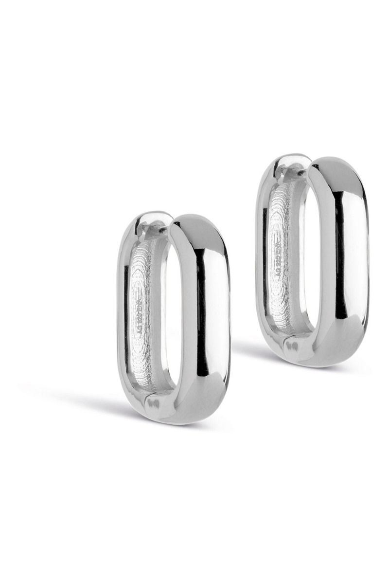 Enamel Øreringe - Firkantede Hoops 18 mm i Sølv