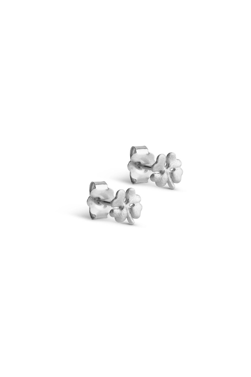 Ørestikker i sølv med firkløver - Enamel Mini Clover