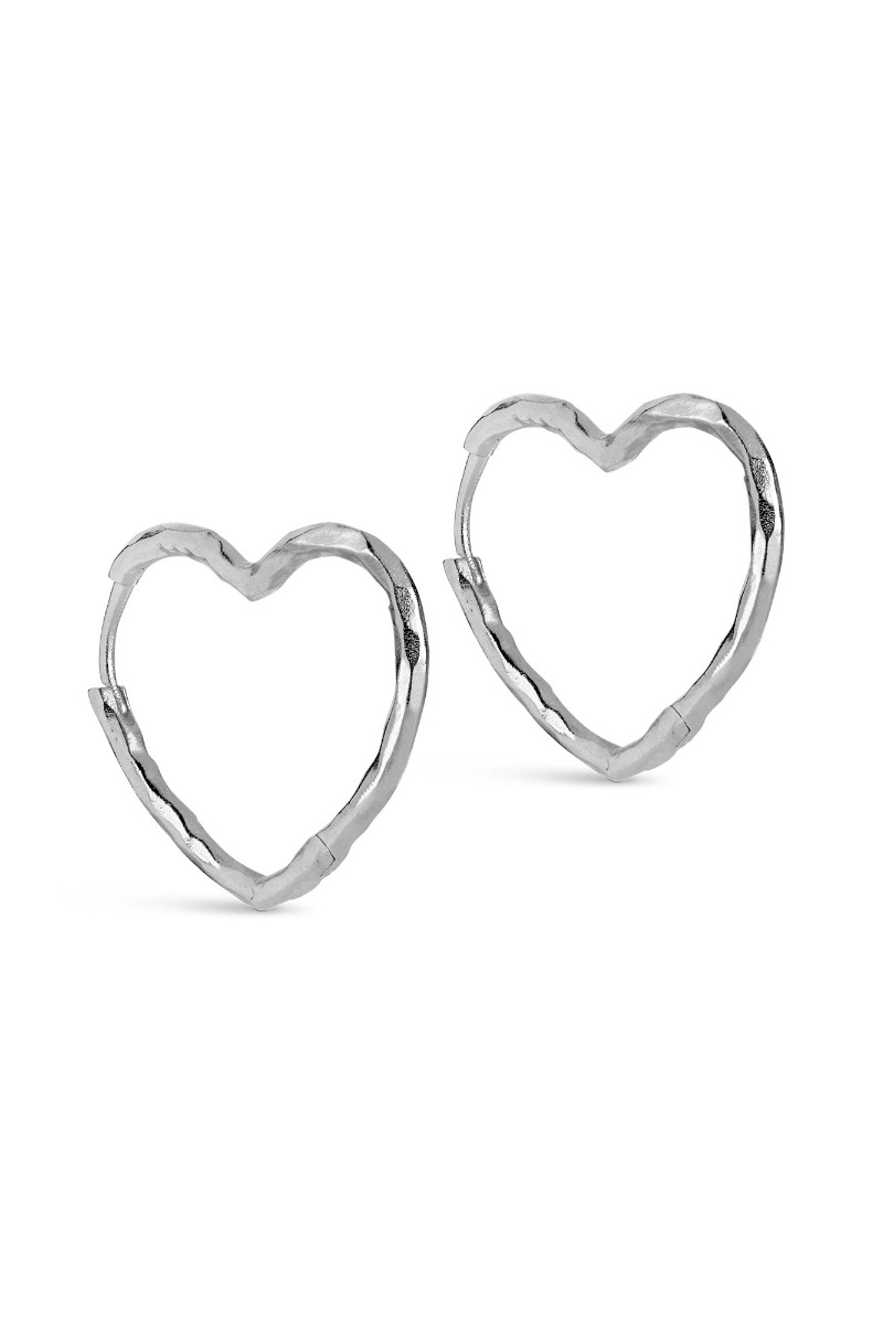 Enamel Øreringe - Organic Heart Medium i Sølv