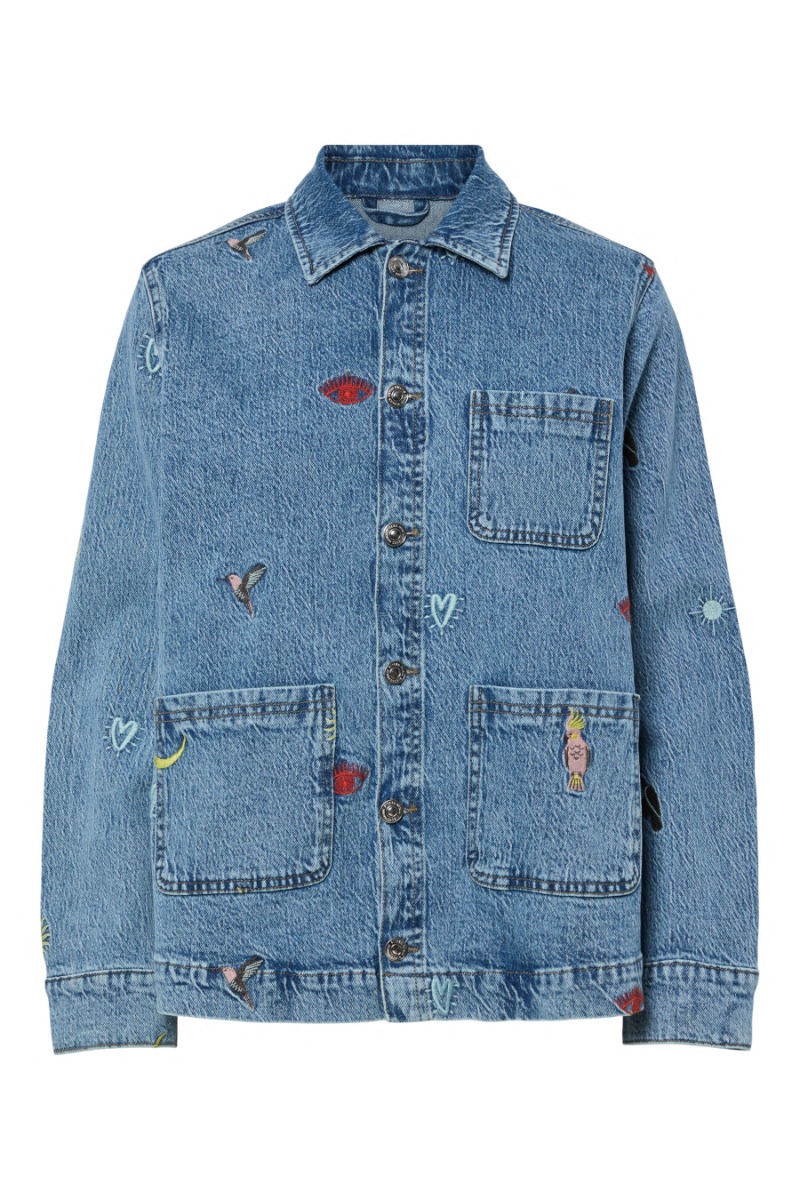 Pieces - Skjorte - Jidi Ls Denim Shacket - Medium Blue Denim