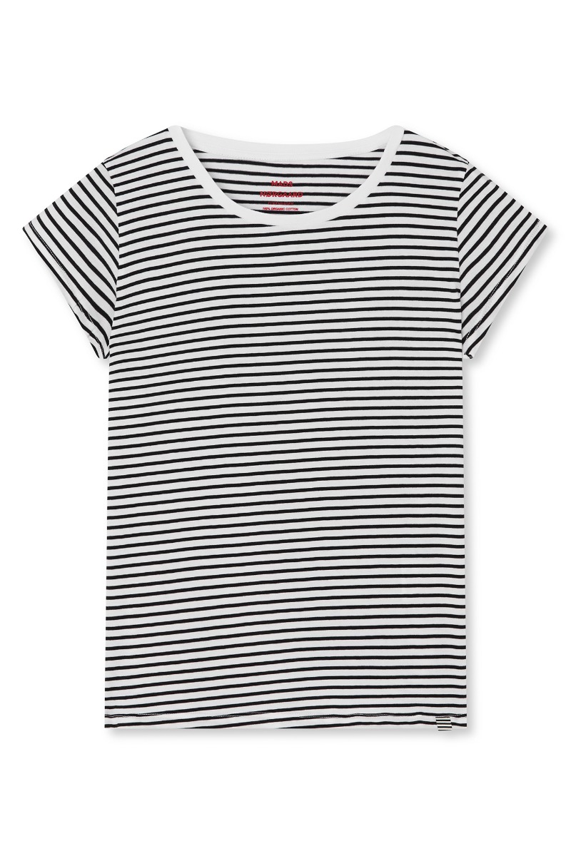 Mads Nørgaard T-shirt i Økologisk Bomuld - Hvid/Sort