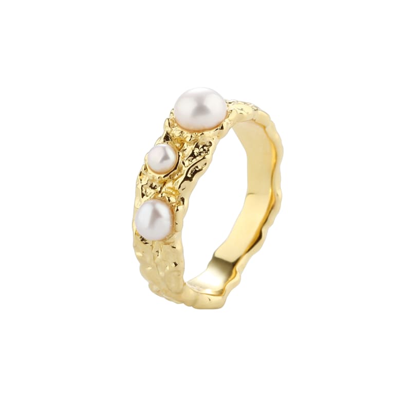 Ruffle Pearl Ring fra Aqua Dulce - Smykker på tilbud!