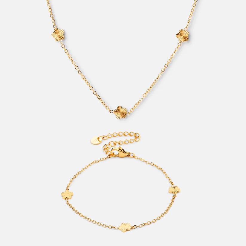 Scattered Flower Armbånd og Halskæde i 18k Guld