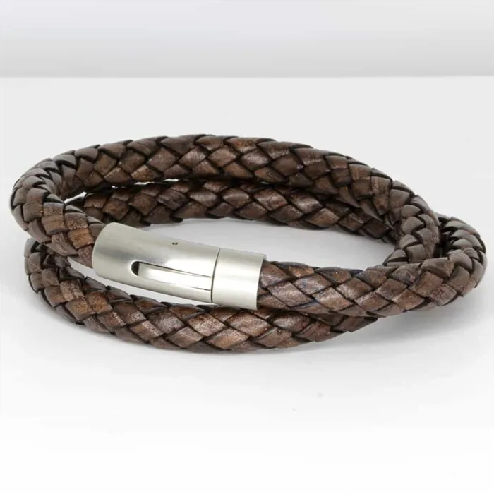 Brunt Læderarmbånd 8mm - Herrearmbånd til salg!