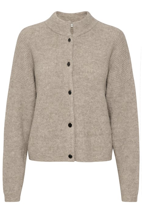 Gestuz - Kort cardigan i varm sandmelange