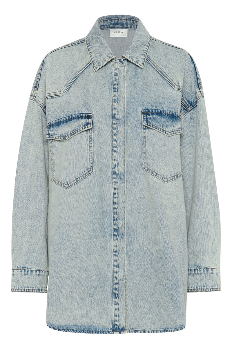 Gestuz - Cool denim skjorte i mid acid wash design