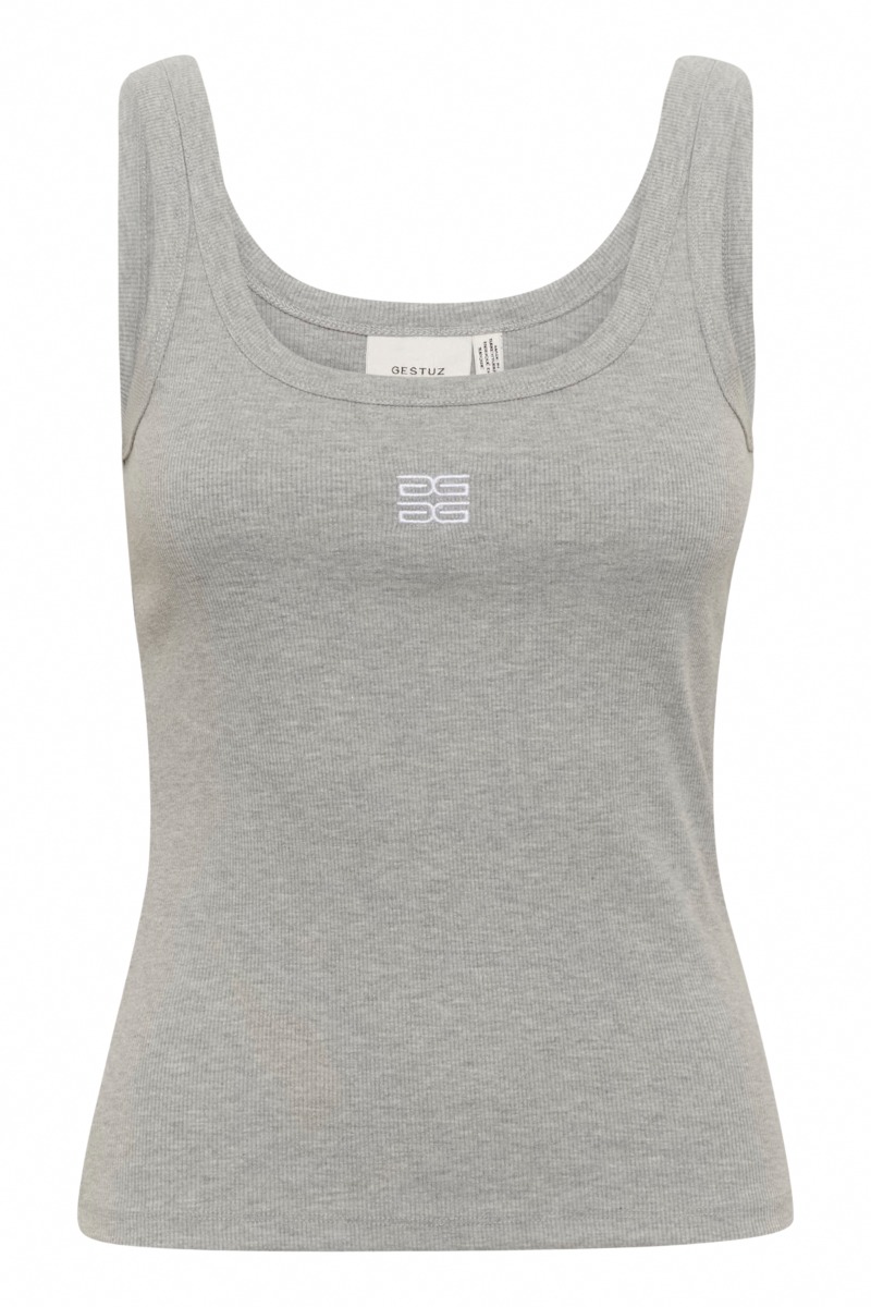 Gestuz - Top - Gzdrew Mel Logo Top - Grey M?lange