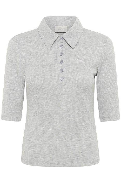 Gestuz - T-shirt - Gzdrew Polo Mel Top - Grey M?lange