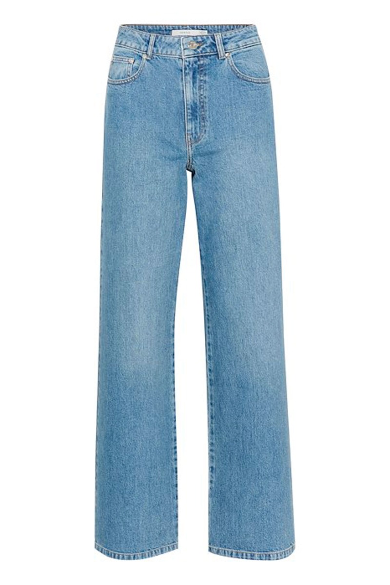 Gestuz - Jeans - Zolina Hw Wide Jeans - Washed Mid Blue