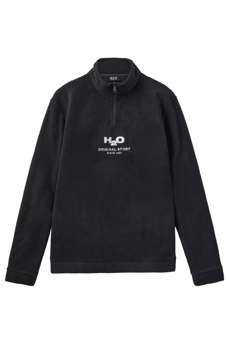 H2O Fleece - Blåvand II Half Zip i Blackwhite - Udsalg!