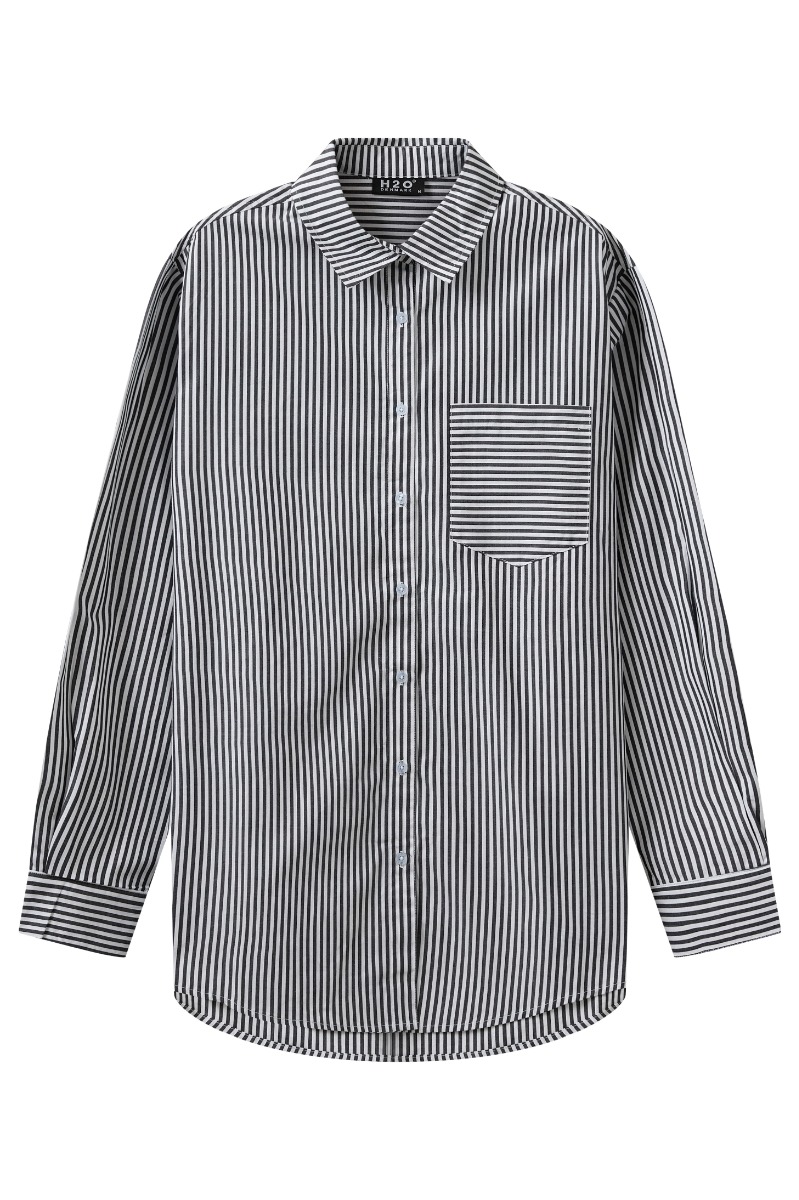 H2o - Skjorte Rønne Essential Pajamas Ls Shirt - Blackwhite Stripe