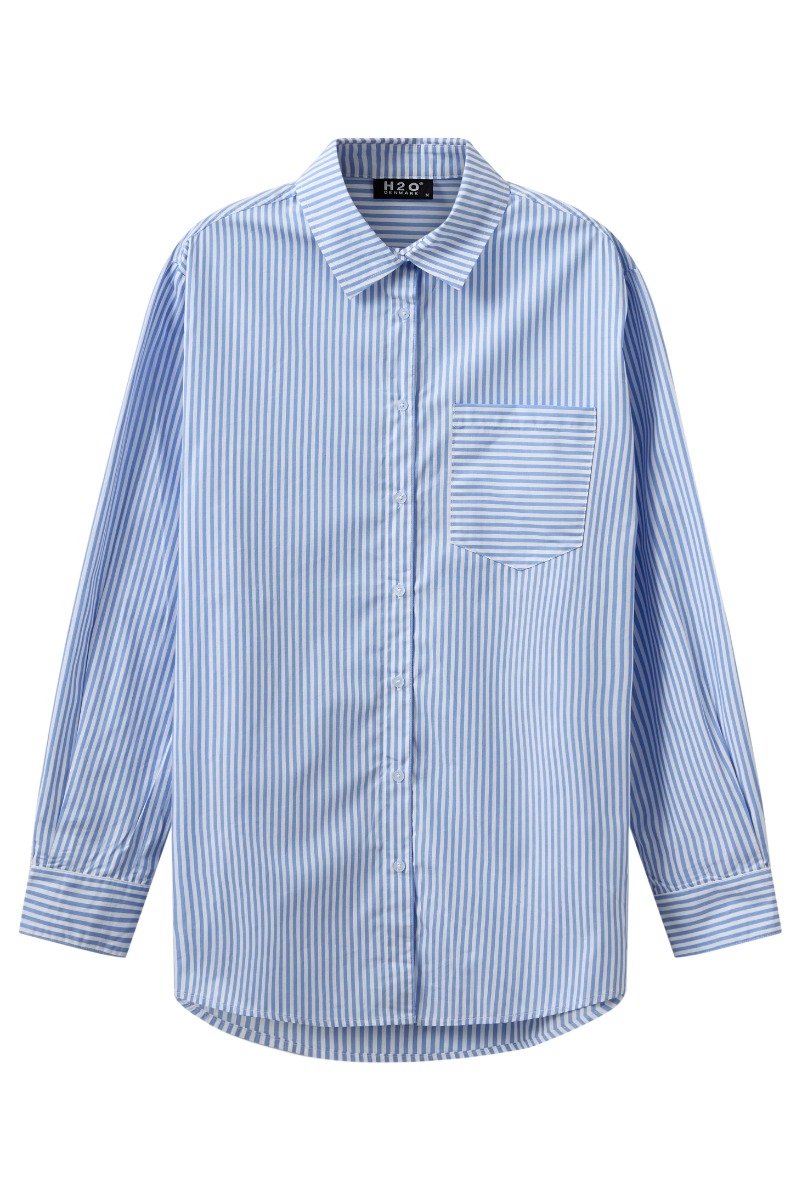 H2o - Skjorte - Rønne Essential Pajamas Ls Shirt - Bluewhite Stripe