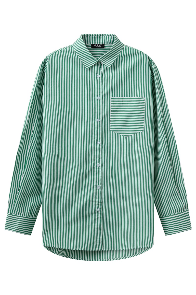 H2o - Skjorte - Rønne Essential Pajamas Ls Shirt - Greenwhite