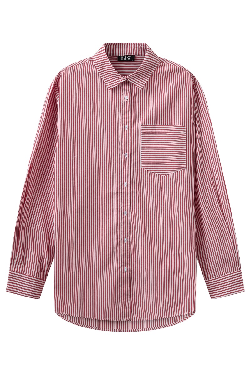 H2O - Rønne Essential Pajamas Langærmet Skjorte - Rød/Hvid