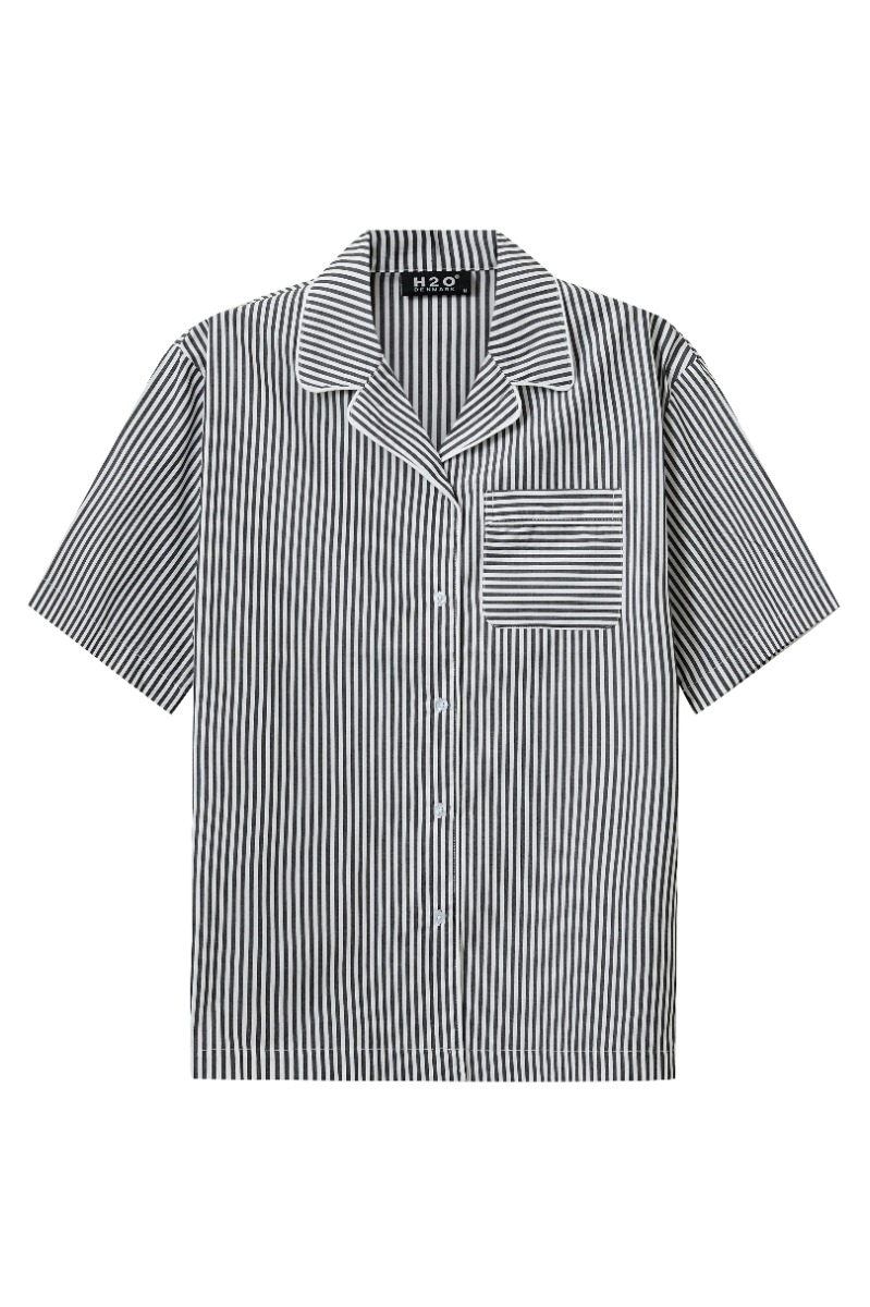 H2o - Rønne Essential Pajamas Skjorte - Sort/hvid Stribe