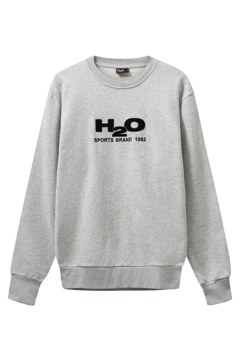 H2O Sweatshirt med Logo - Lysegrå Melblack Rabatt tilbud