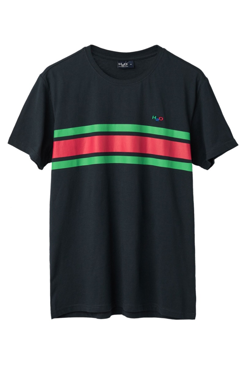 H2O Basic Gilleleje T-shirt i Navygrøn/Rød - Supertilbud!