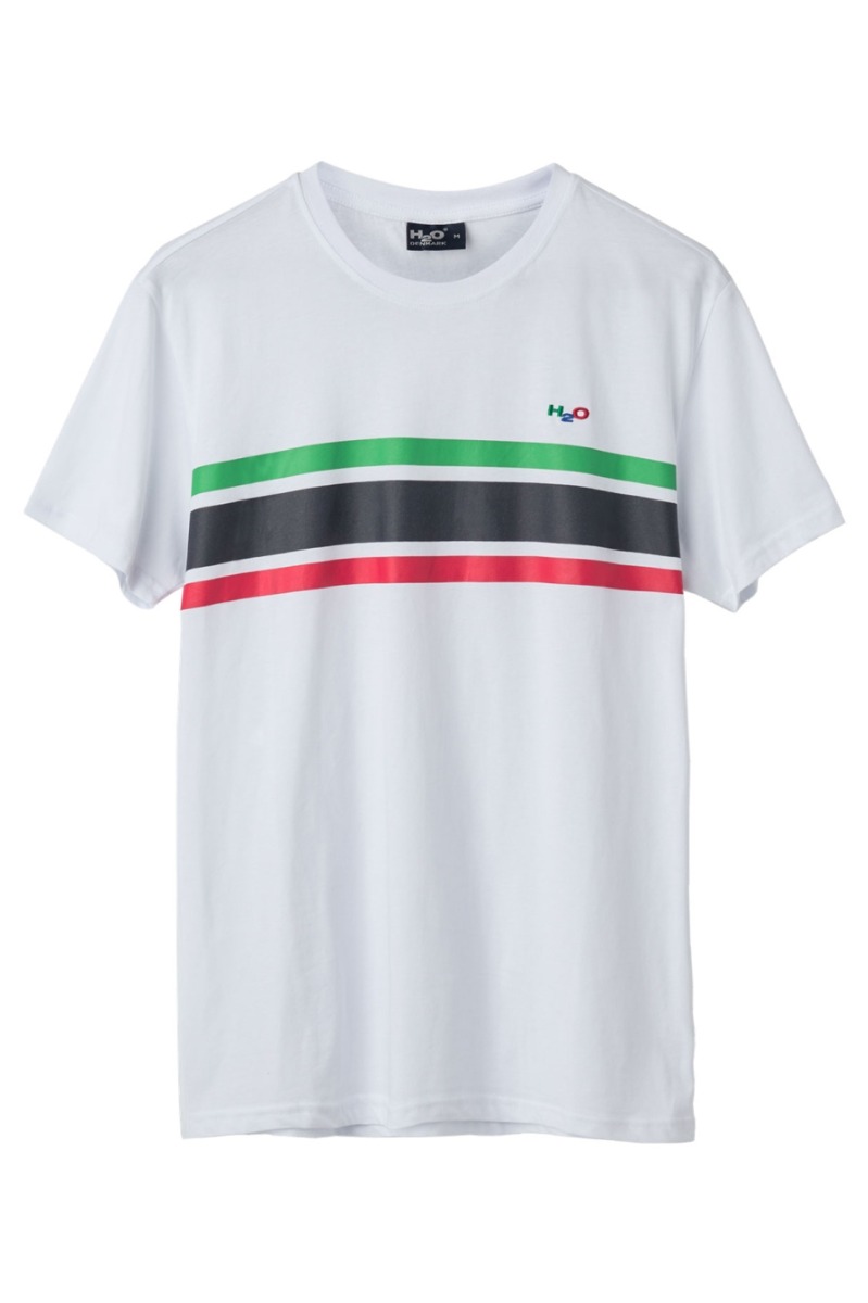 H2O - Klassisk T-shirt - Gilleleje Tee i Hvidgrønrødmarine
