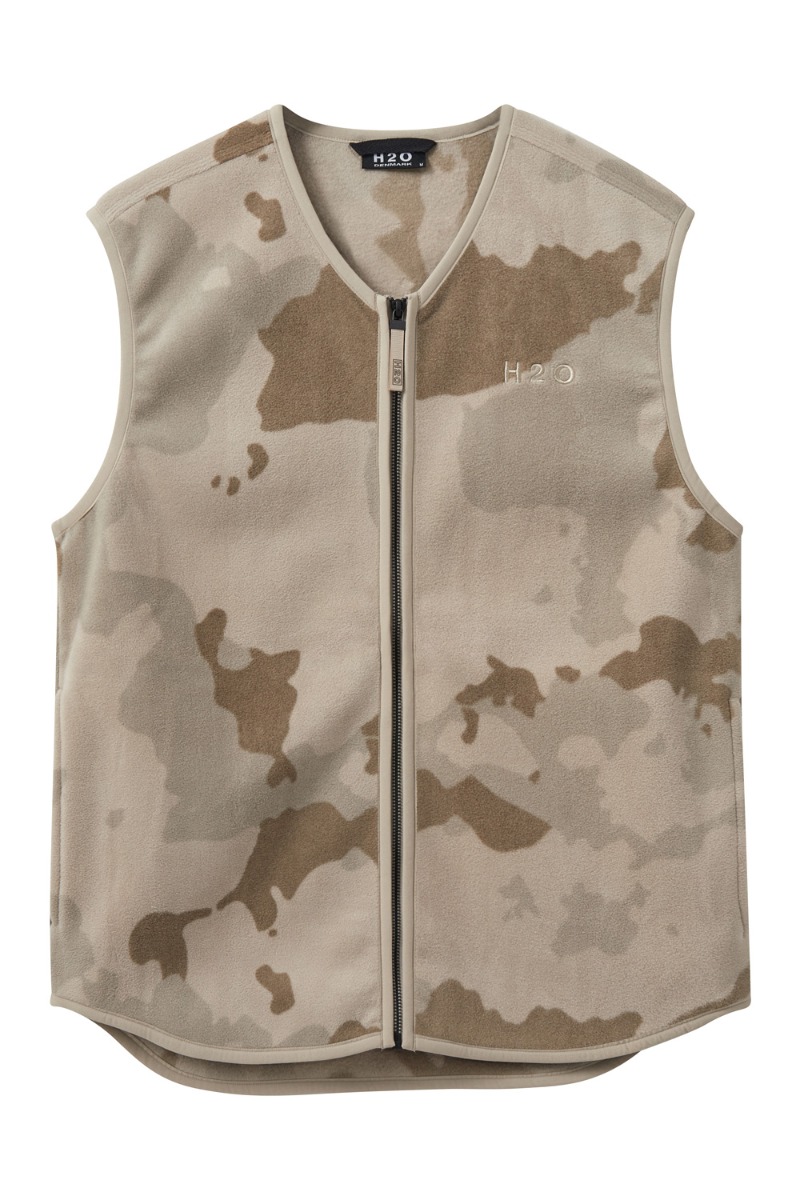 H2O Sejerø Fleece Vest i Oak Camou - Udsalg!
