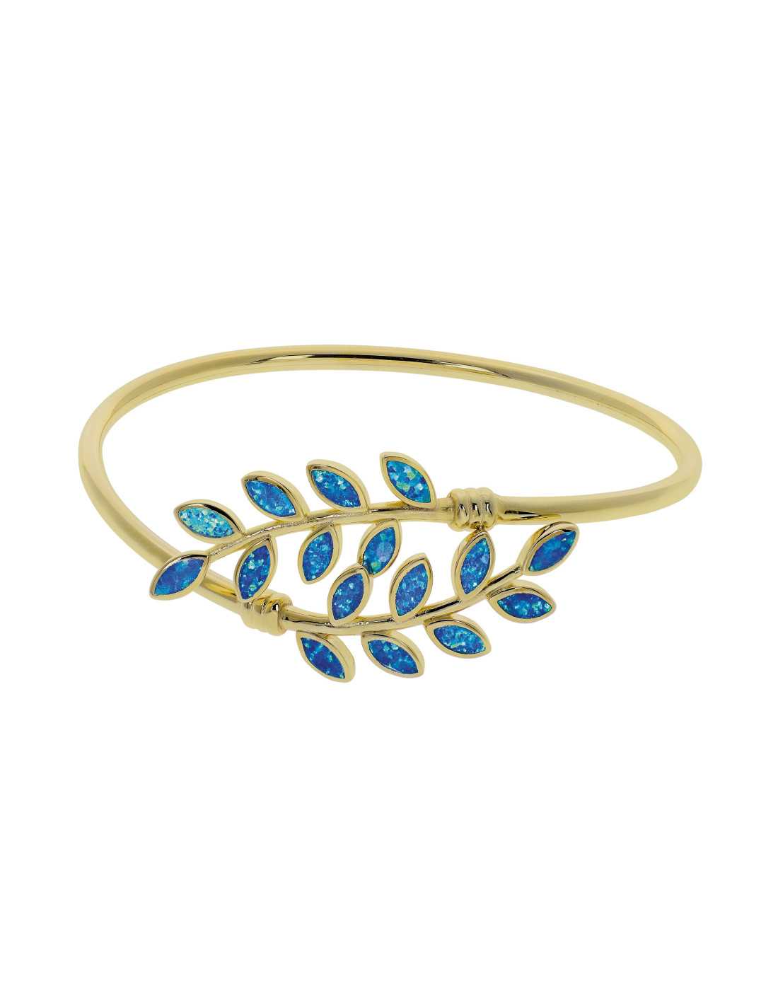 Hera - Blå Opal Armbånd i 925 Sterling Sølv med Guld