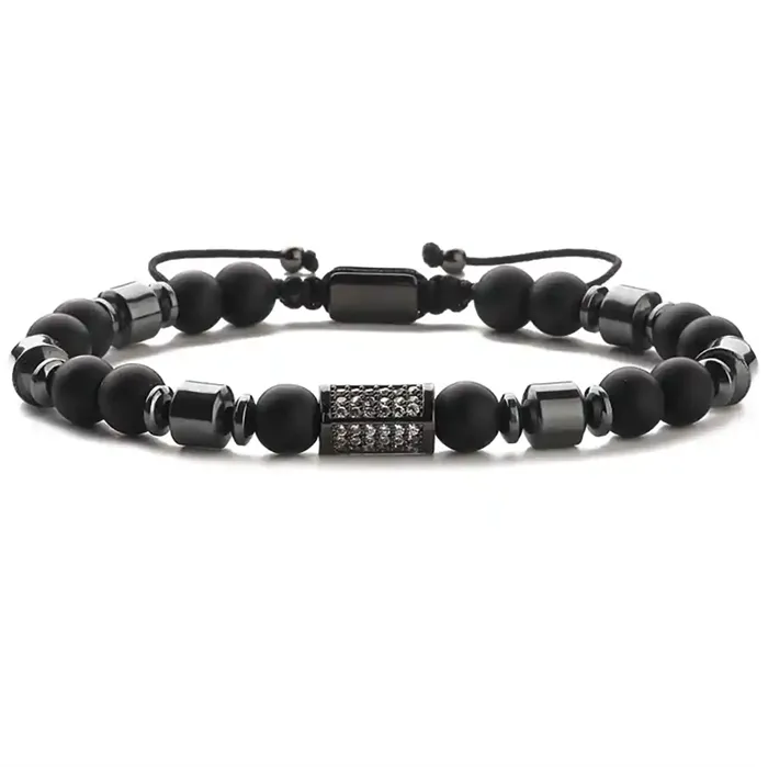 Gaine Armbånd - Maskulint Design med Sort CZ-sten