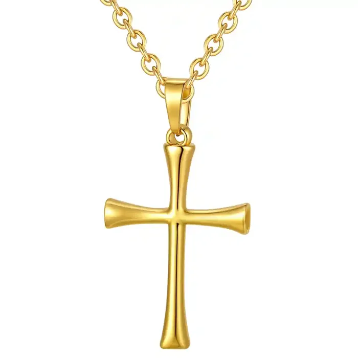 Golden Faith Kors Halssmykke i Rustfrit Stål - Elegance!
