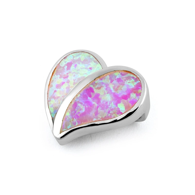 Hjerte Vedhæng i 925 Sterling Sølv med Pink Opal