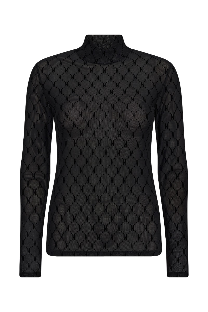 Hype The Detail - Mesh Turtle Neck Bluse - Sort