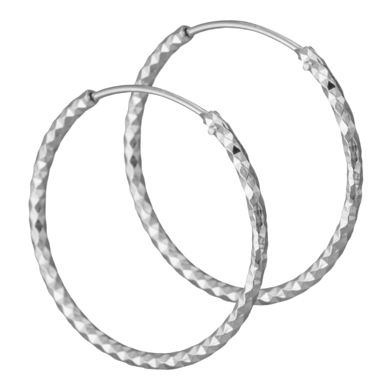 Dina Hoops i Sølv - Elegante Creoler med Diamant Mønster