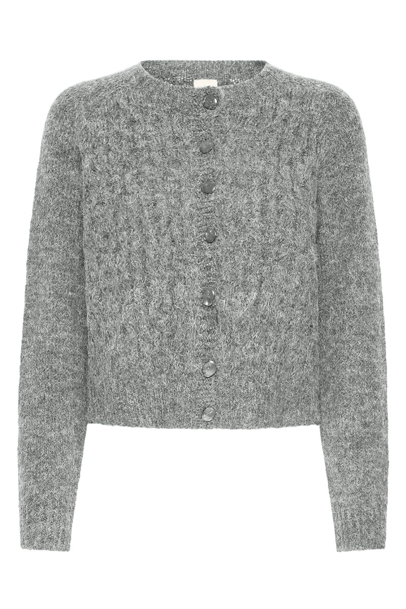 Ichi - Cardigan - Belablue - Mørkegrå Melange Tilbud