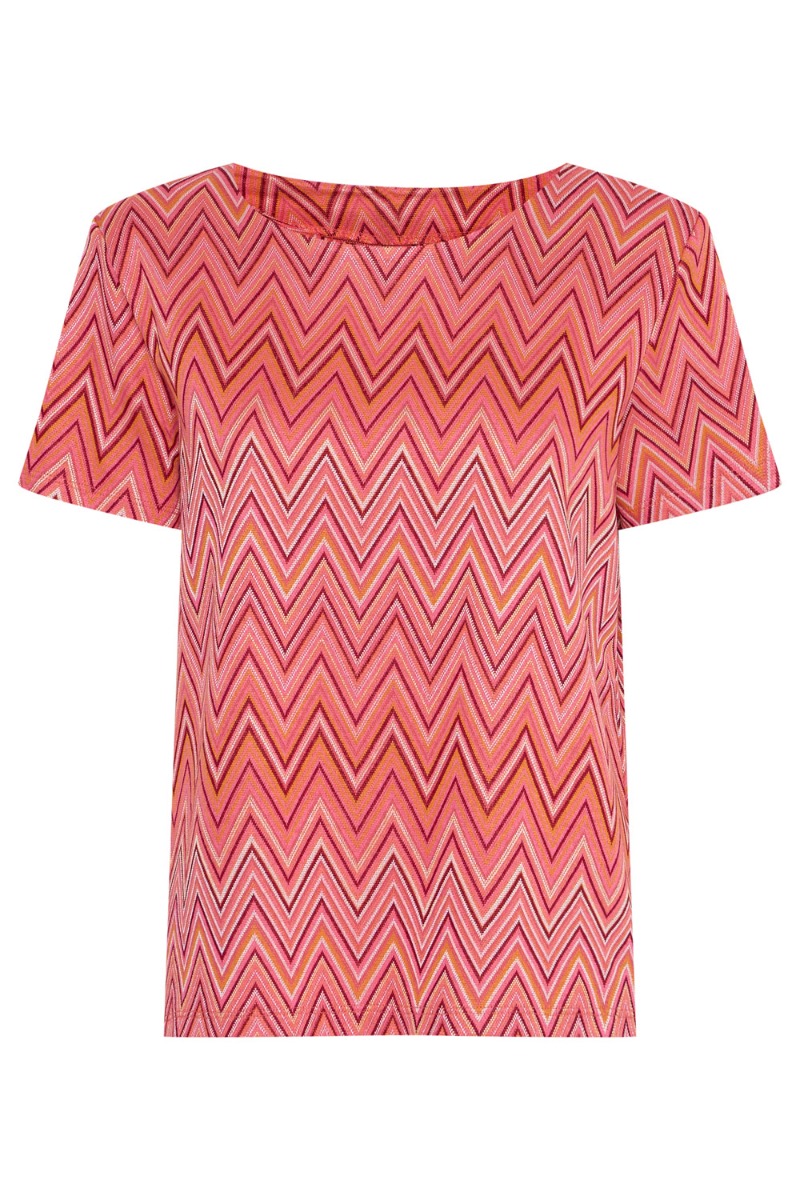 Ichi T-shirt med skulderpuder - Super Pink tilbud!