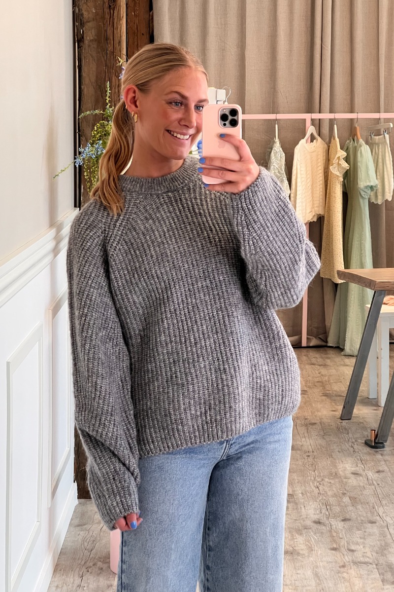 Nümph - Nuzindi Pullover - Blød grå striktrøje
