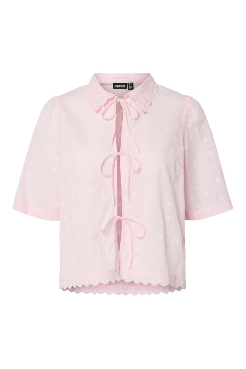 Pieces - Jihanna Top - Feminin Bluse i Pink-a-boo