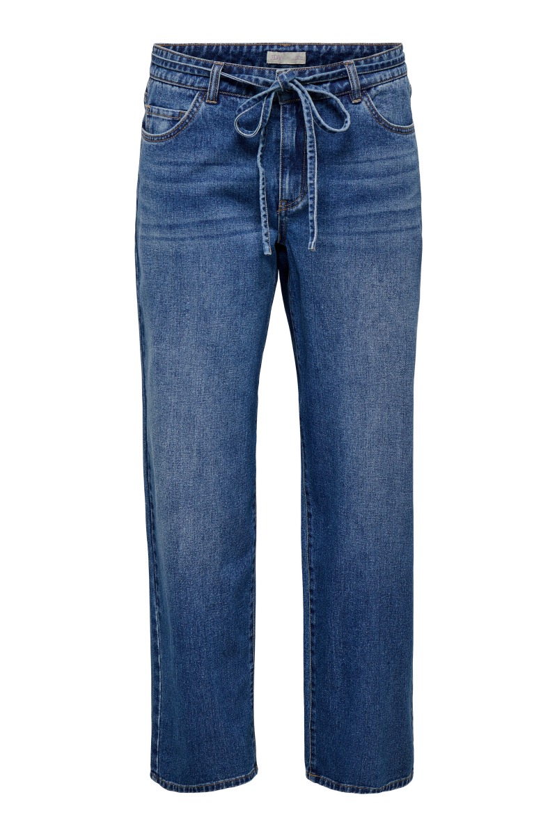 Jdy - Bella Mw Tie Wide Jeans - Mørkeblå Denim