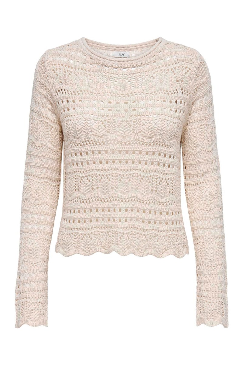 Jdy - Bluse - Jdy Sun Lay Ls Boatneck Pullover - Tapioca