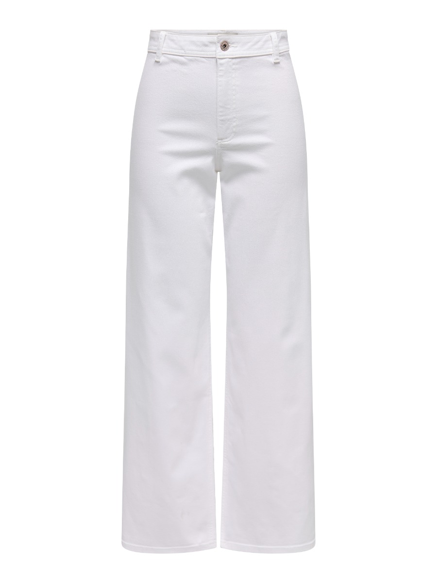 Jdy - Hvide Jeans med Høj Talje og Vidde i Benene
