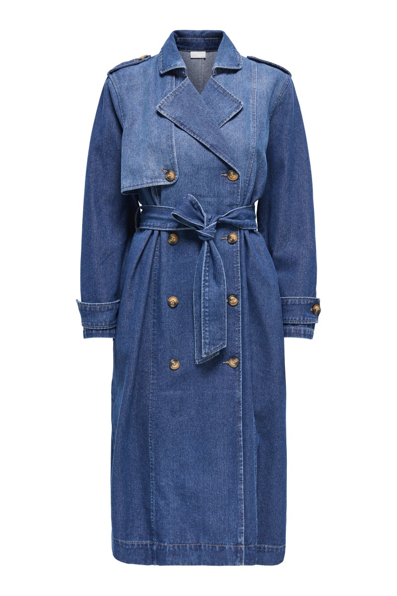 Jdy - Katrine Ls Denim Trenchcoat - Mørkeblå