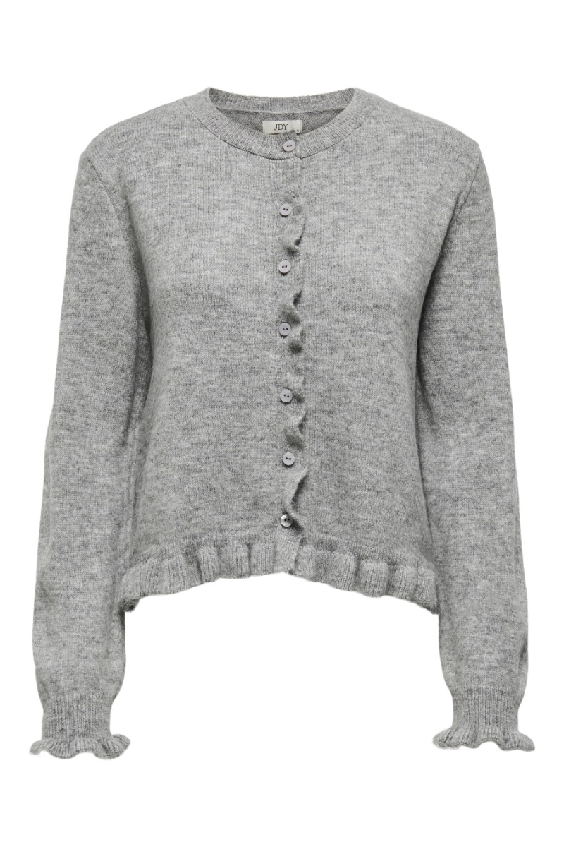 Jdy - Letty Frill Cardigan - Lys Grå Melange på Tilbud