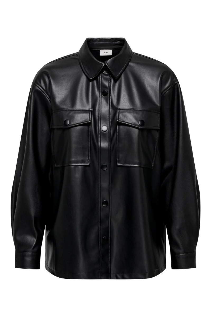 Jdy Alaia Faux Leather Skjorte - Sort Tilbud!