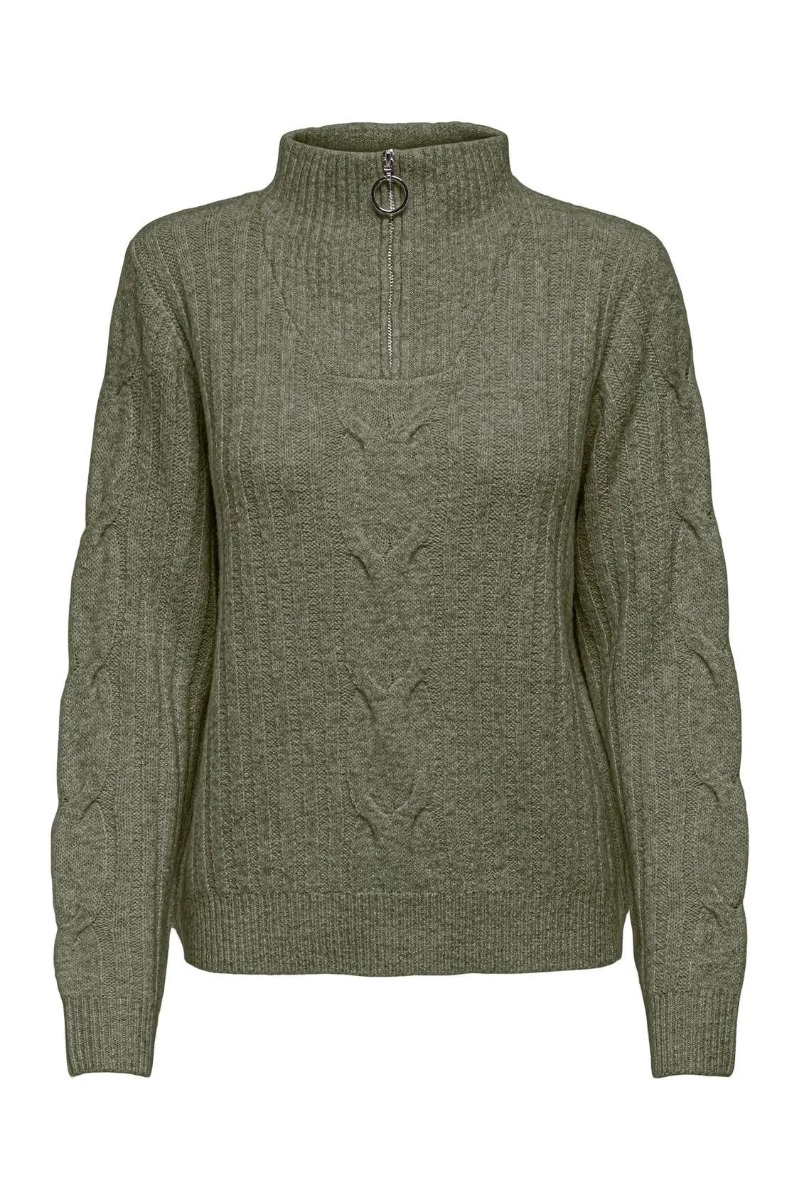 Jdy - Strik - Jdy Andrea Ls Zip Cable Pullover - Kalamata
