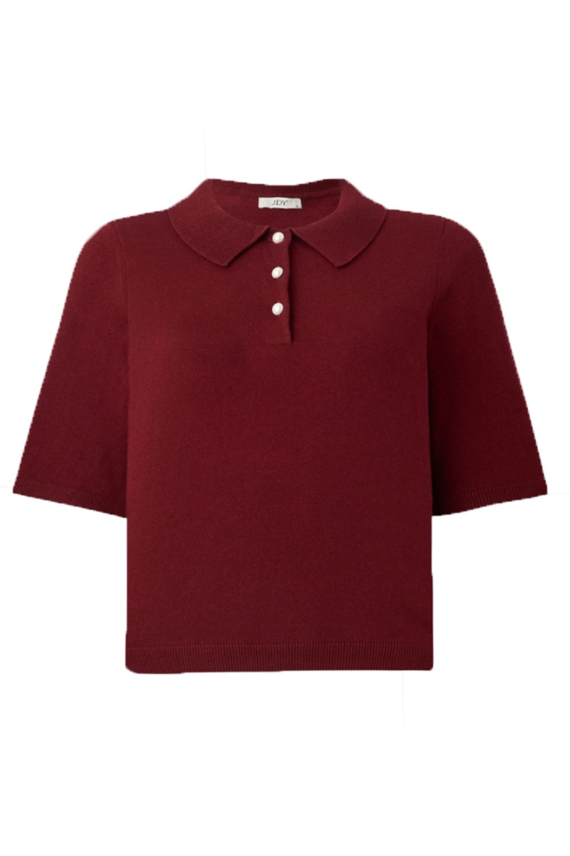 Jdy - T-shirt med Krave - Bodil Ss i Cabernet Jewel Box